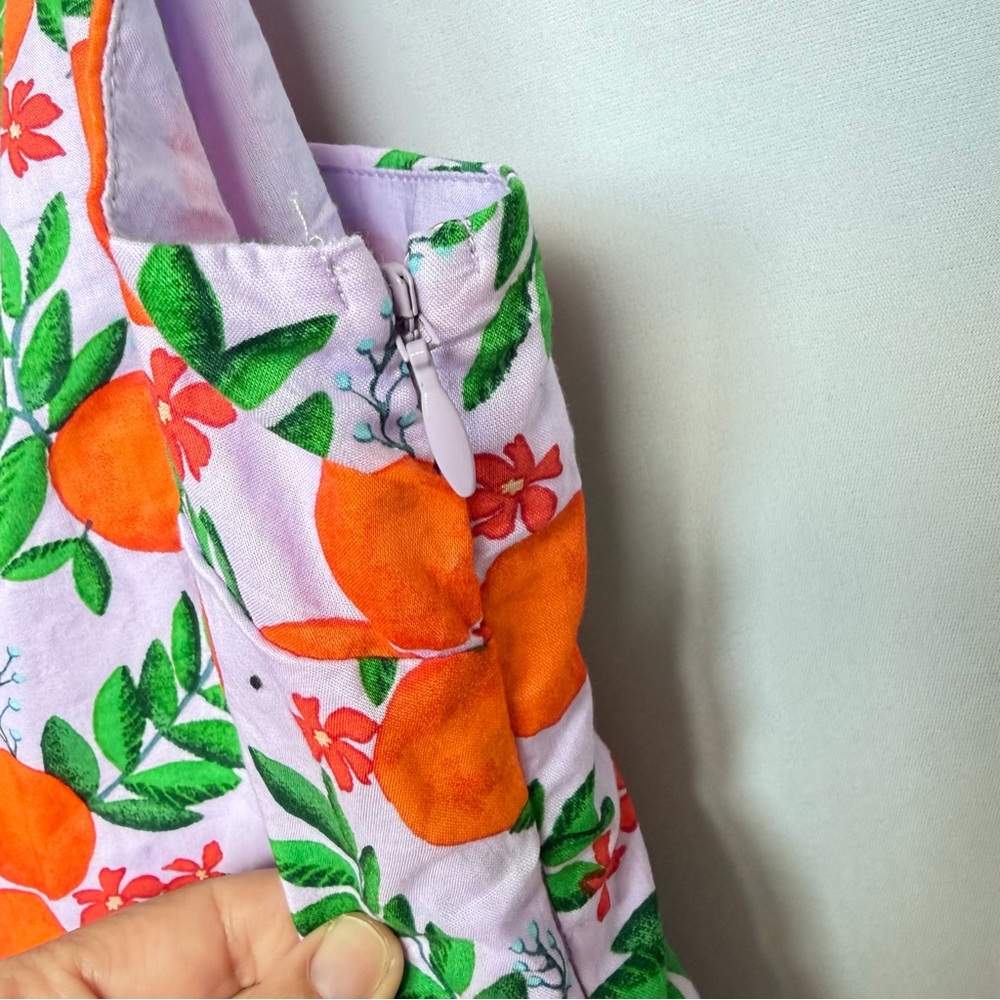J Crew Women Sz 0 Strappy Orange Fruit Midi Dress Purple SUM25 Spring NWT - Picture 11 of 16